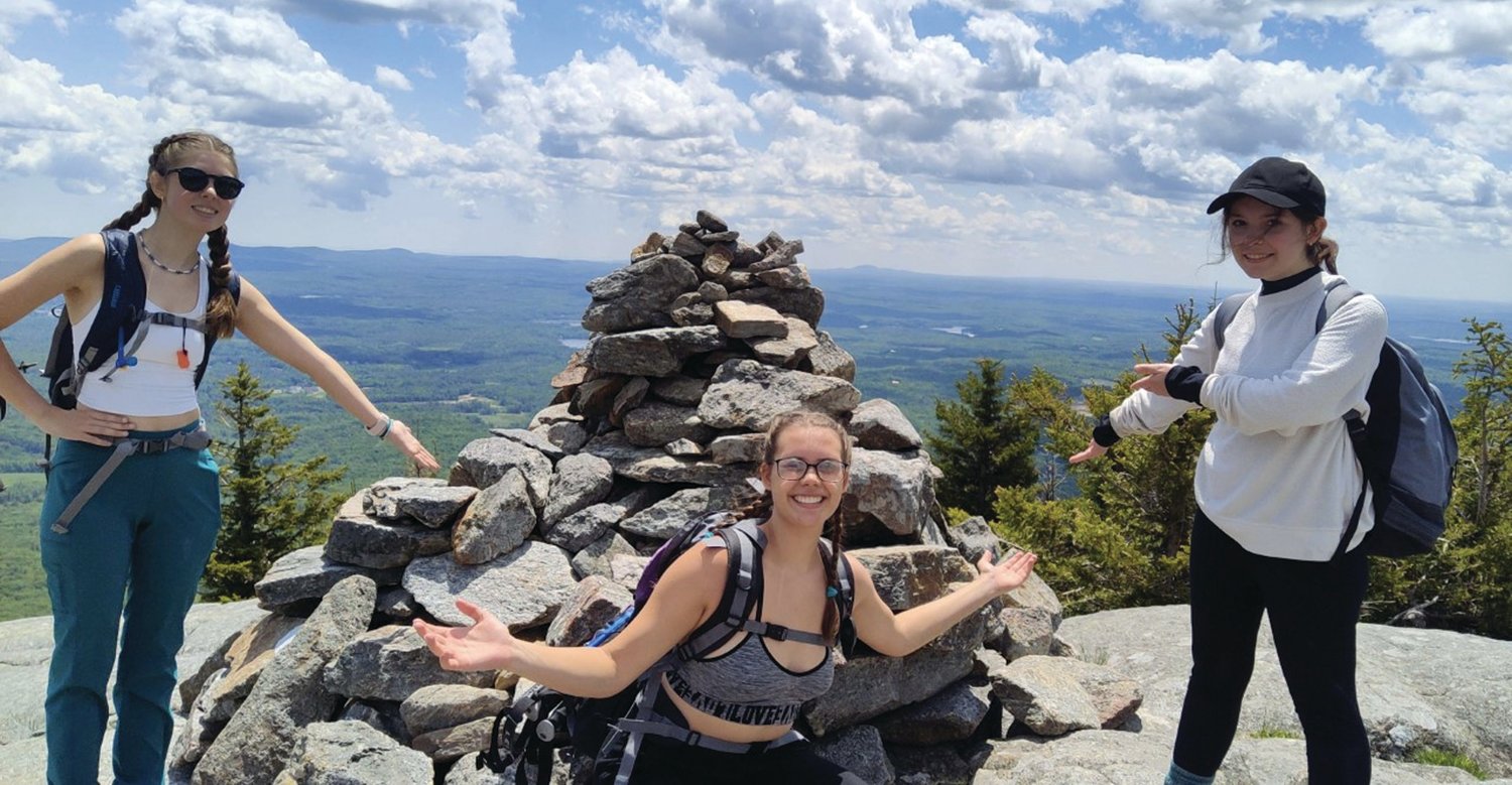 MOUNTAIN TOPPERS: Girl Scouts of Troop 171 Johnston  — Rebekkah Condon, Ailani Reed and Emily Packer — and their dedicated leaders ascended Mt. Monadnock in Rindge, New Hampshire.
